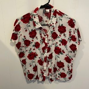 H&M DIVIDED Size 4 floral button down shirt